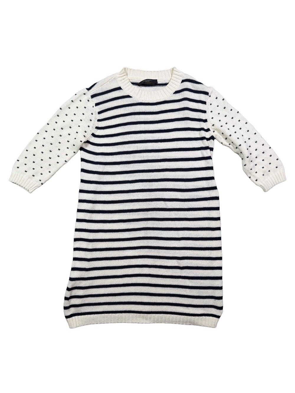 Vintage Max Mara Weekend Dress S Cotton Black Cream Stripe Knit Mod Nautical